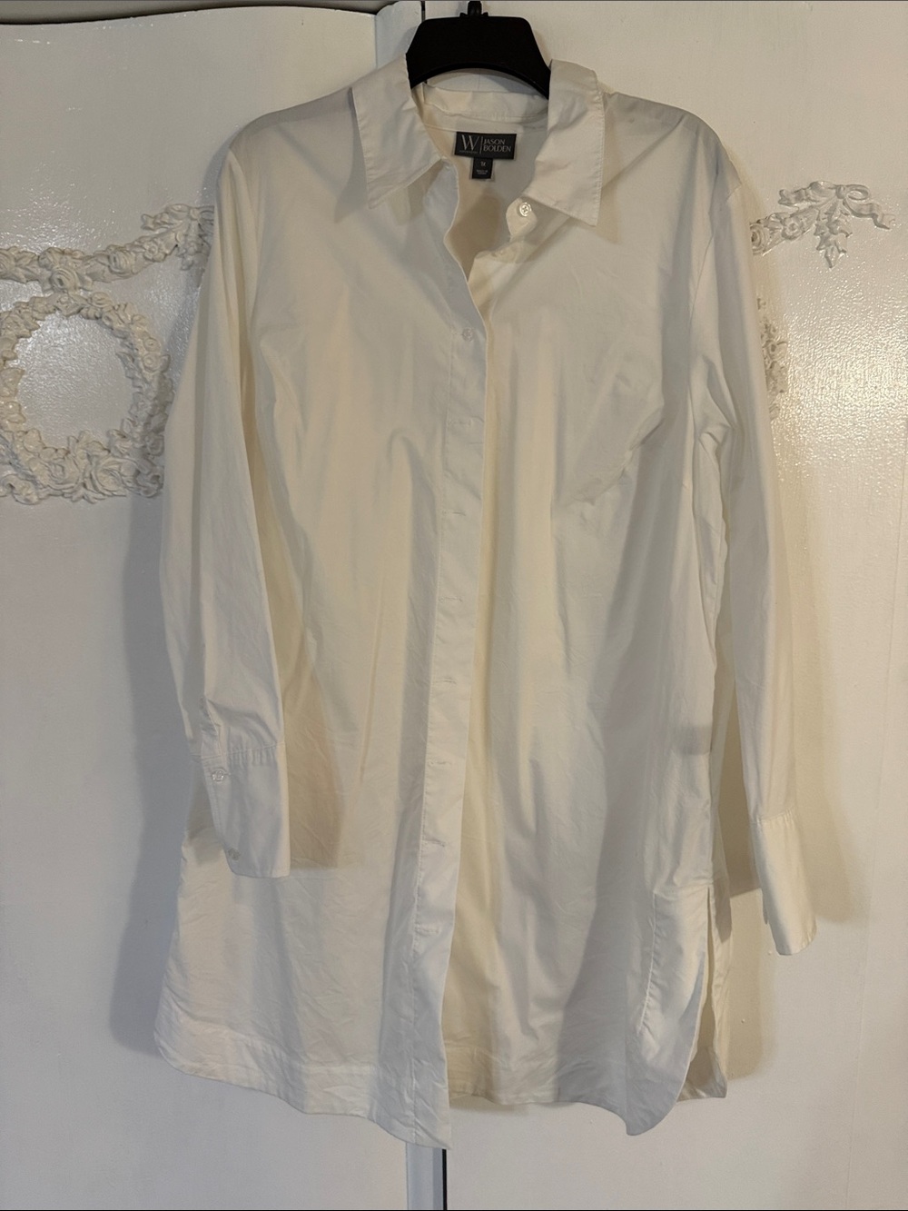 Worthington Crisp White Button-Front Tunic Shirt